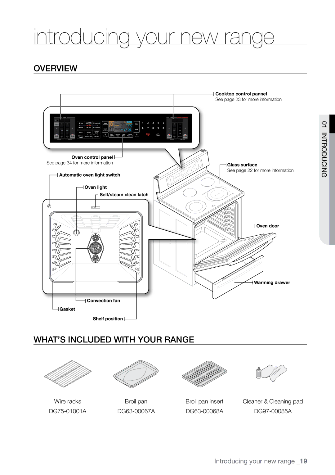 Samsung FE-N300** user manual Introducing your new range, Overview, What’s included with your range 