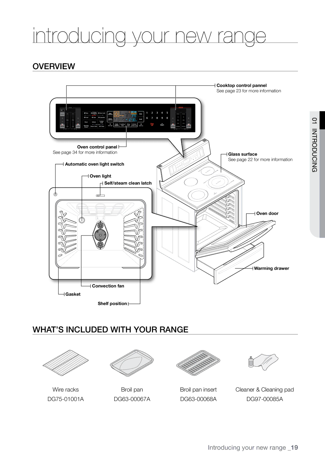 Samsung FE-N500** user manual Introducing your new range, Overview, What’s included with your range 