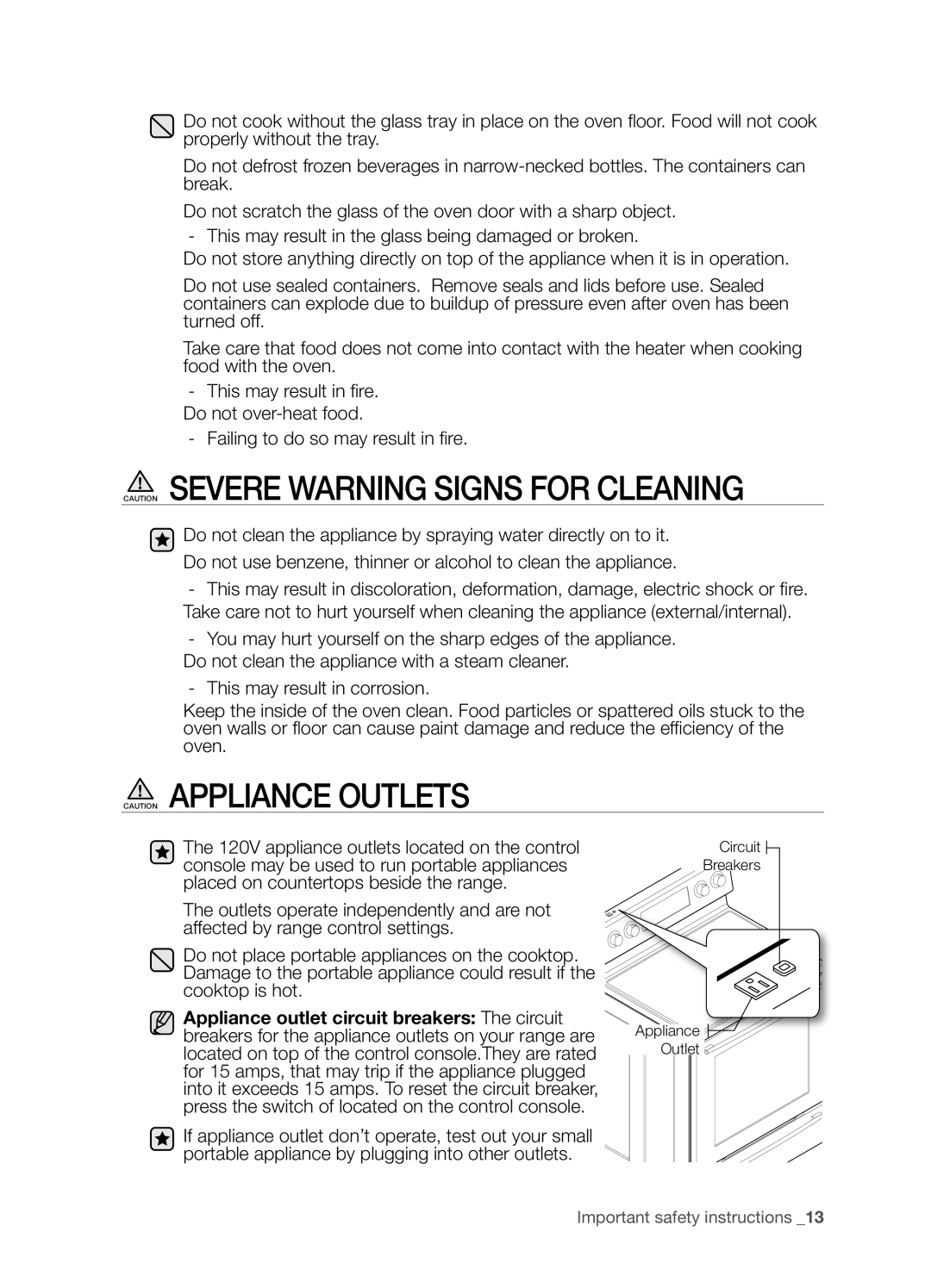 Samsung FE-R400SB, FE-R400SX, FE-R400SW, DG68-00297A user manual This may result in fire. Do not over-heat food 