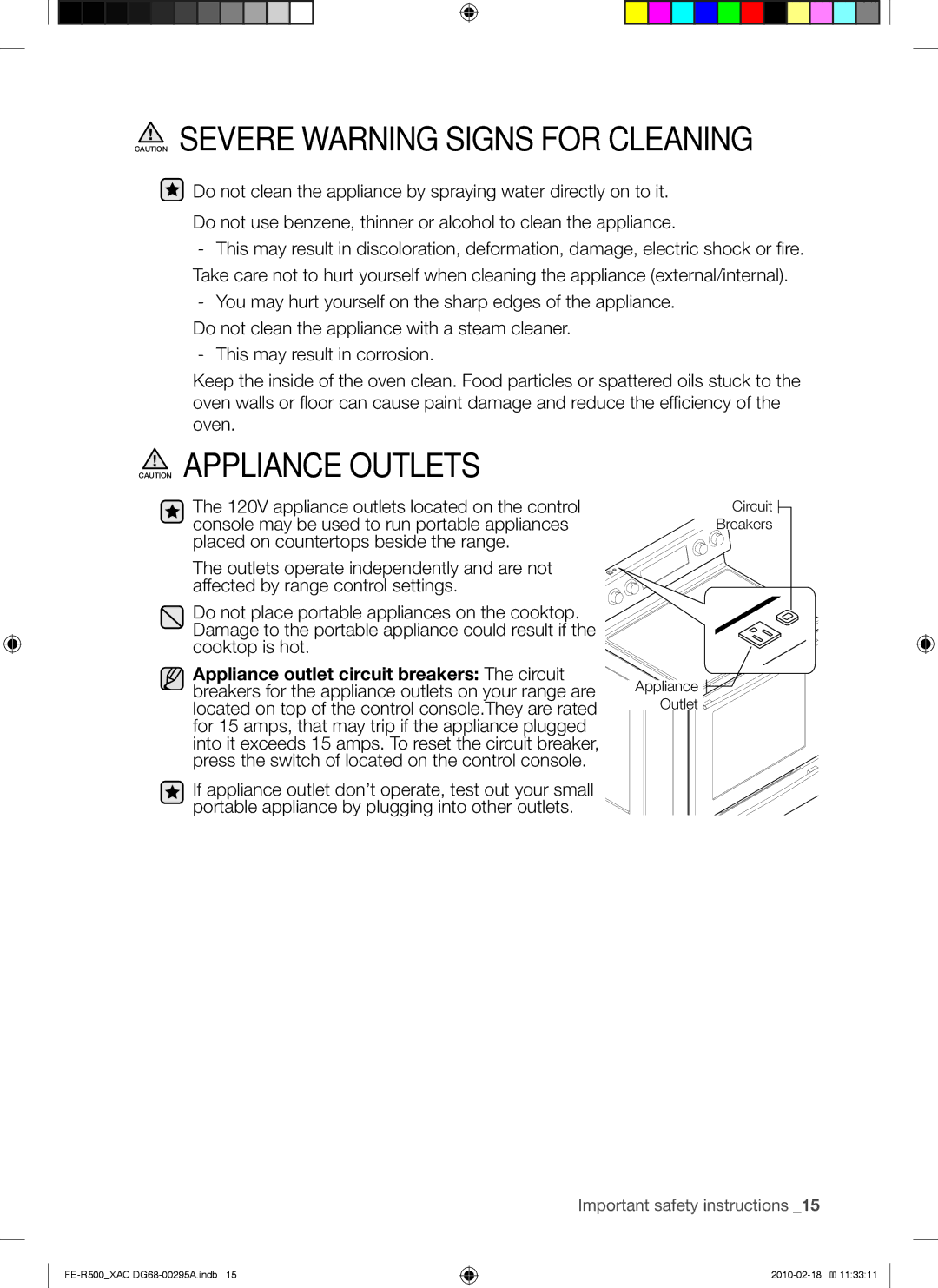 Samsung DG68-00295A, FE-R500WB, FE-R500_XAC user manual Circuit Breakers 