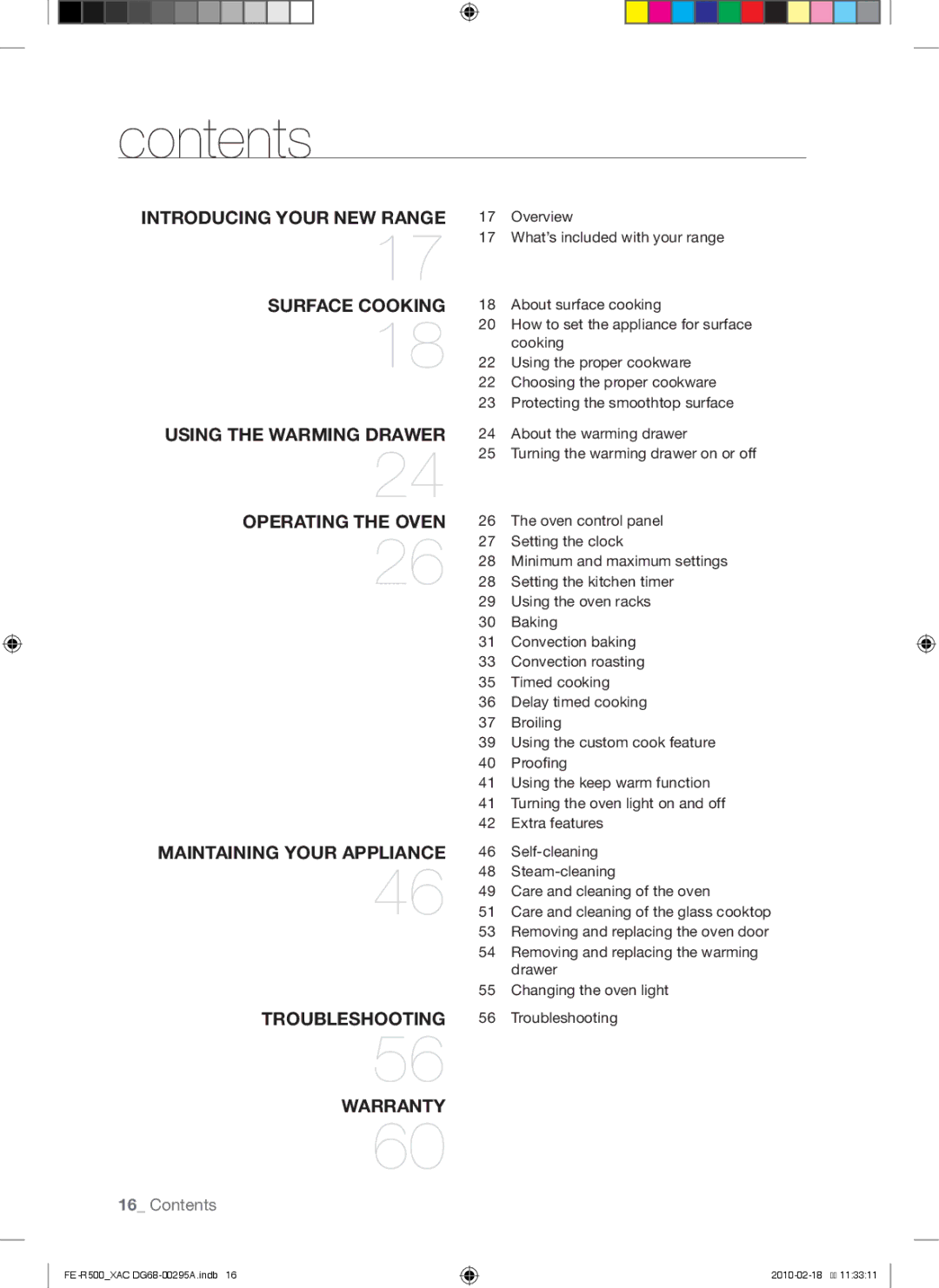 Samsung FE-R500WB, FE-R500_XAC, DG68-00295A user manual Contents 