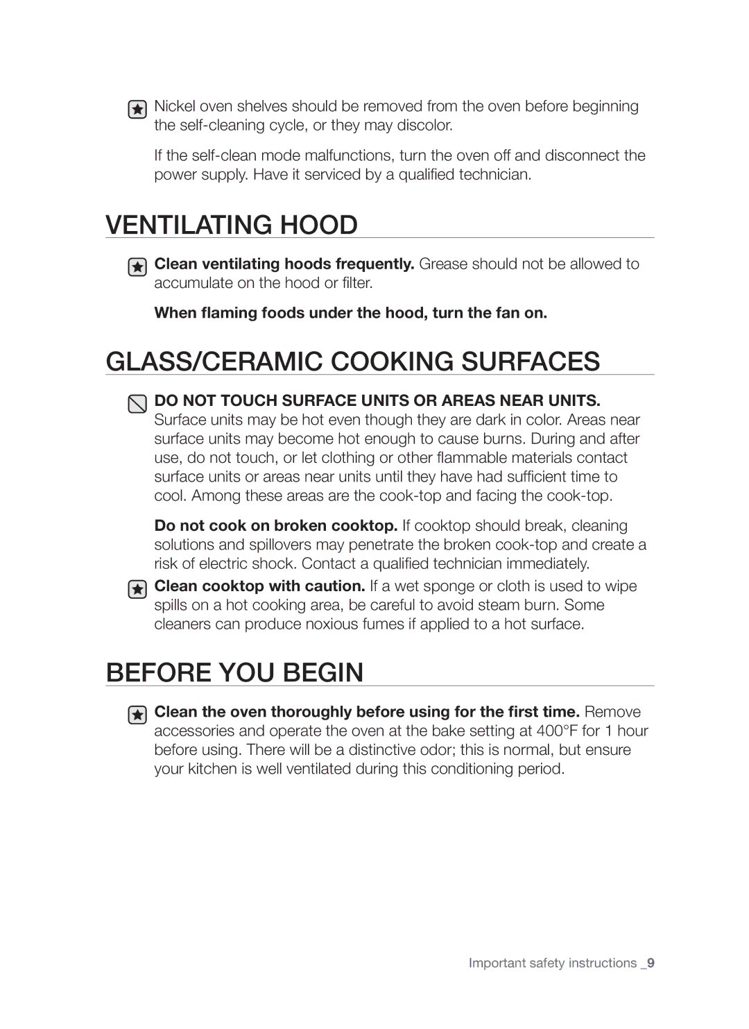 Samsung FE-R500WW user manual Ventilating Hood 