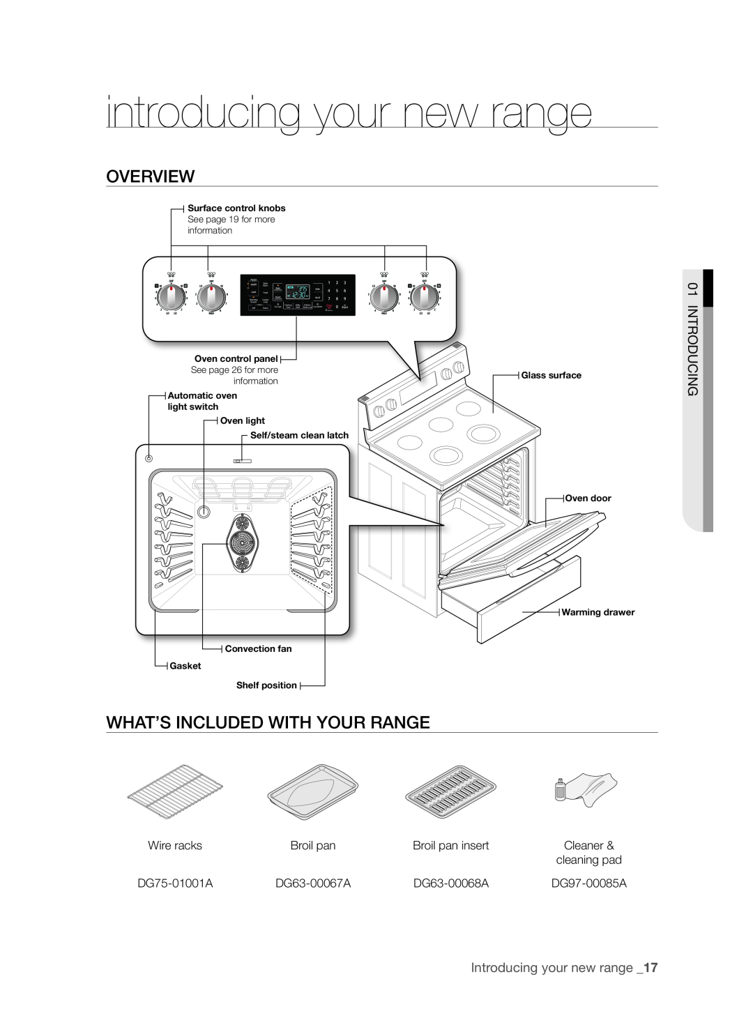 Samsung FE-R500WW user manual introducing your new range, Overview, What’s included with your range, Introducing 