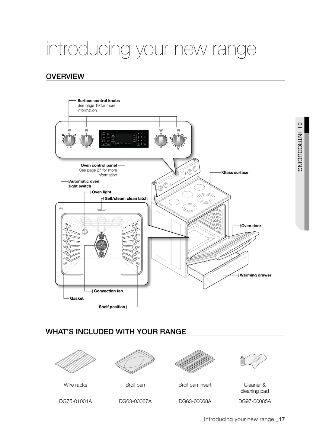 Samsung DG68-00294A, FE-R700WX user manual Introducing your new range, Overview, What’s included with your range 