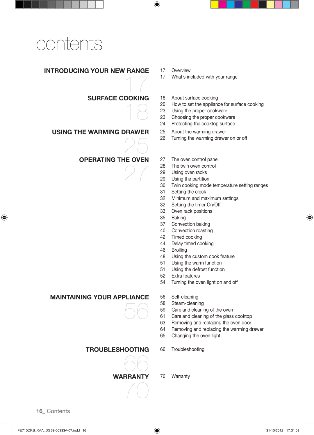 Samsung FE710DRSXXA user manual Contents 