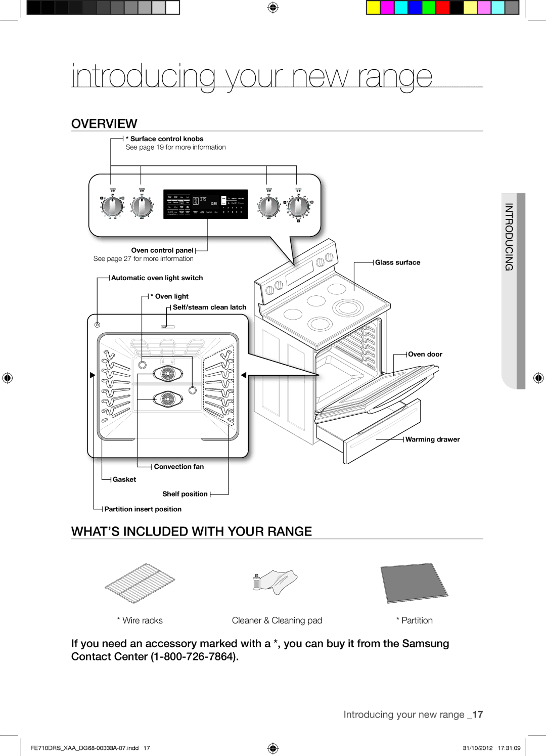 Samsung FE710DRSXXA user manual Introducing your new range, Overview, WHAT’S Included with Your Range 