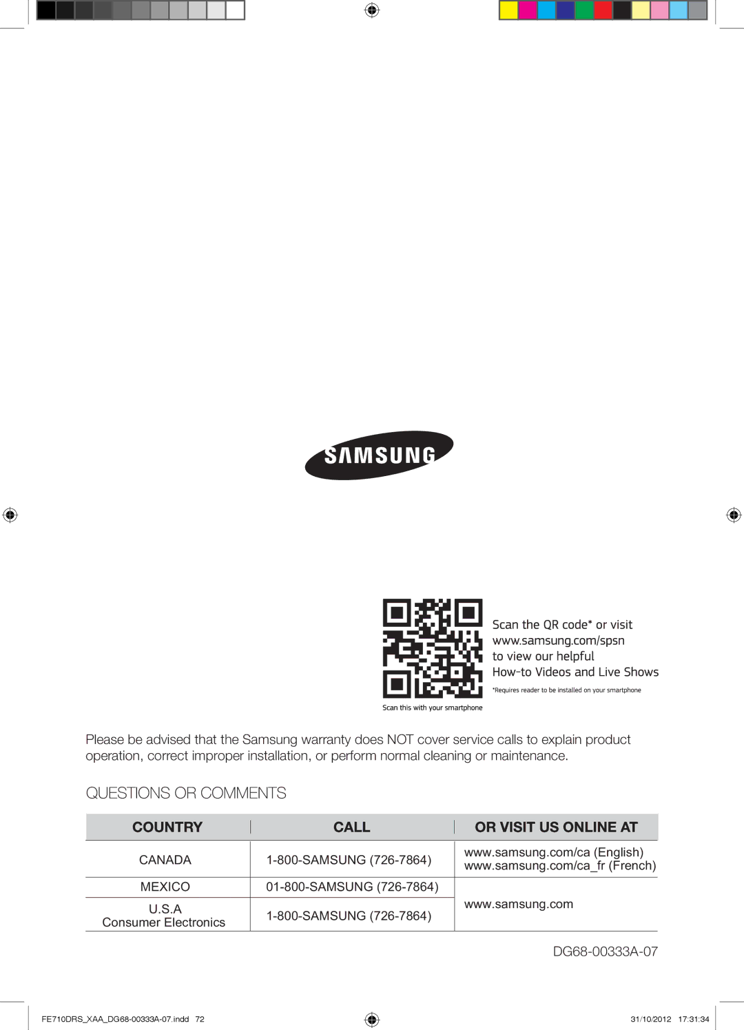 Samsung FE710DRSXXA user manual DG68-00333A-07 