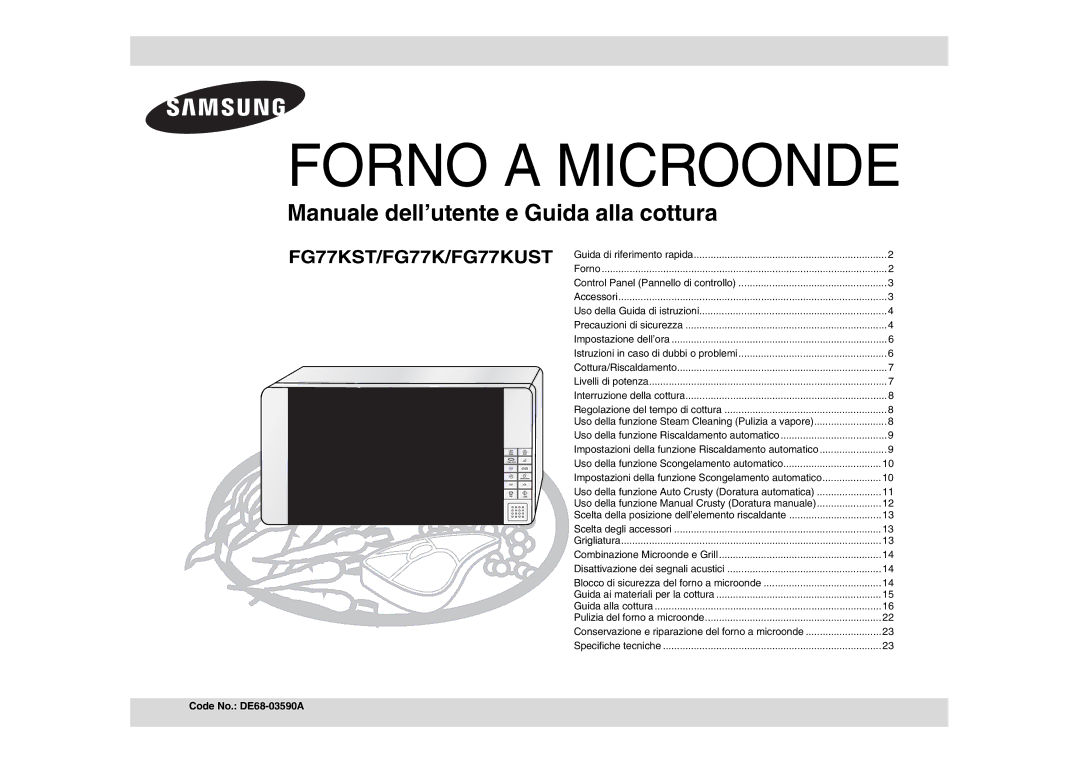 Samsung FG77KUST/XET manual Forno a Microonde, Code No. DE68-03590A 