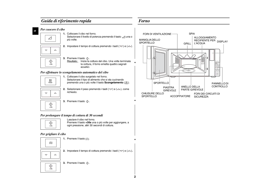 Samsung FG77KUST/XET manual Guida di riferimento rapida, Forno 