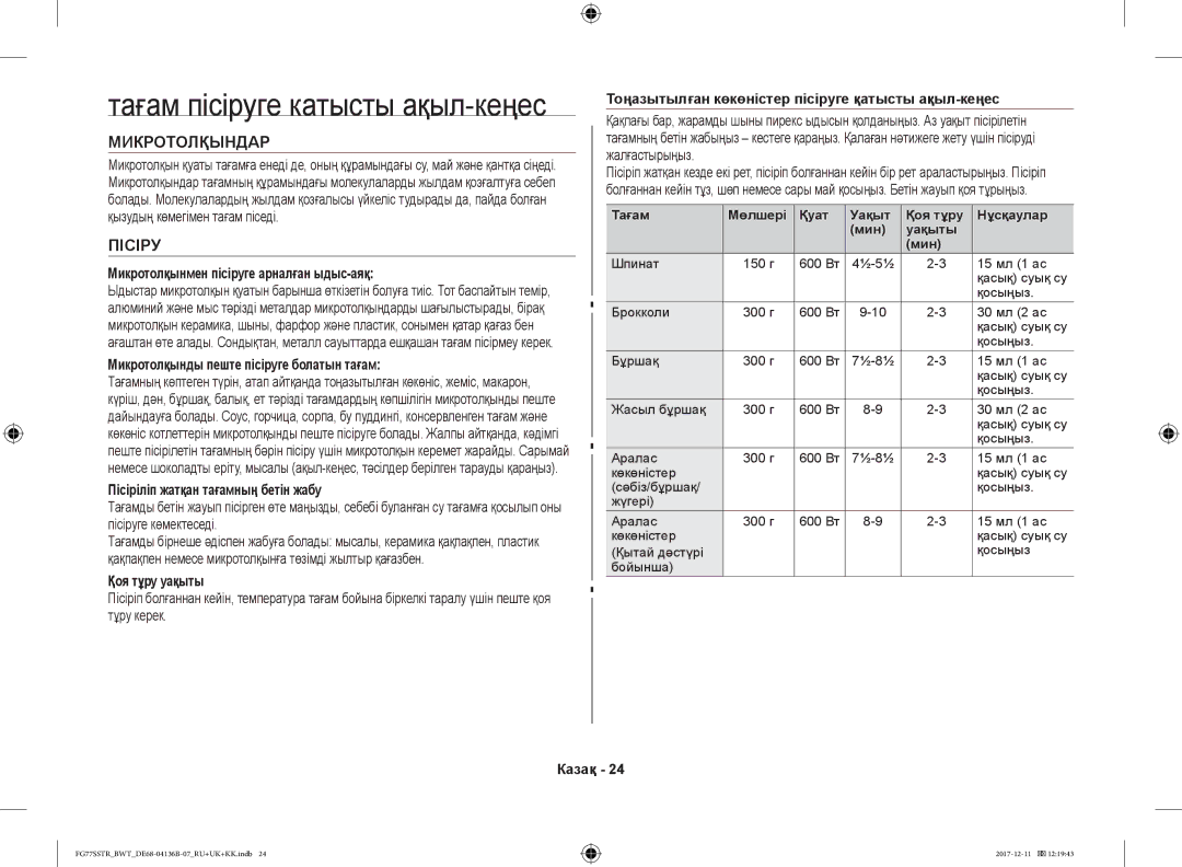 Samsung FG77SSTR/BWT manual Тағам пісіруге катысты ақыл-кеңес, Микротолқындар, Пісіру 