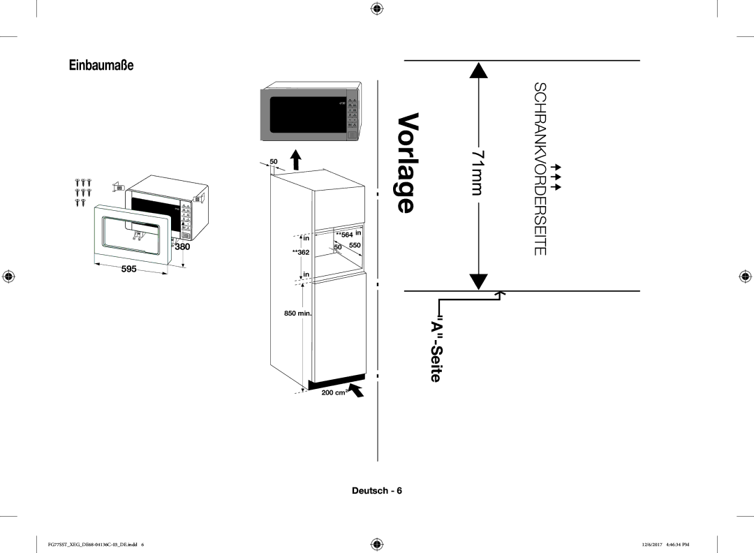 Samsung FG77SST/XEG, FG77SUST/XEG, FG77SUB/XEG, FG77SUST/XET, FG77SUST/XEF, FG77SUB/XEF manual Vorlage 