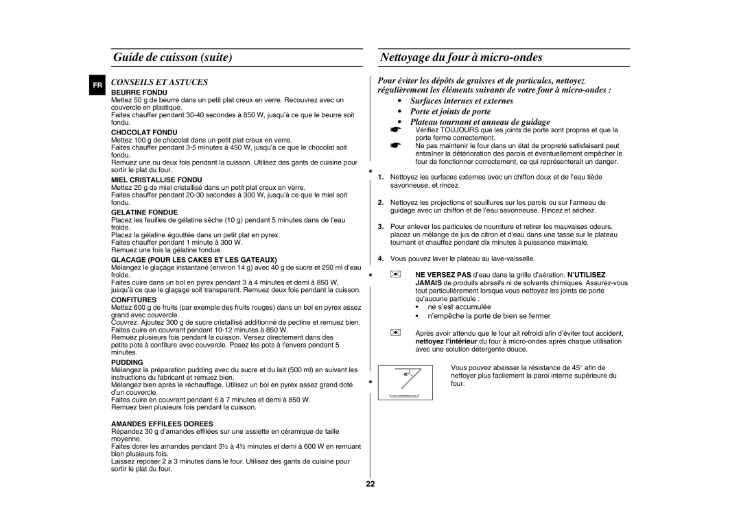 Samsung FG87KST/XEF manual Nettoyage du four à micro-ondes, Conseils ET Astuces 