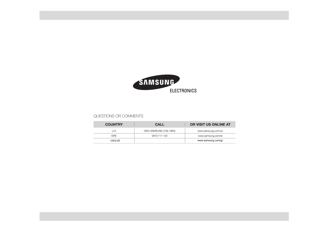 Samsung FG87KST/XEG, FG87KST/XEC, FG87KST/ELE, FG87KST/XEN manual Greece 