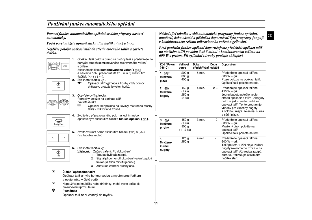 Samsung FG87KST/XEH manual Používání funkce automatického opékání 