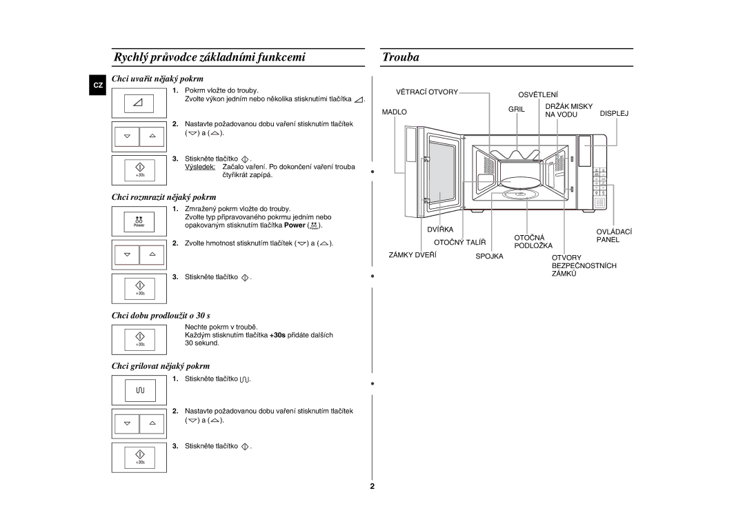 Samsung FG87KST/XEH manual Rychlý průvodce základními funkcemi, Trouba 