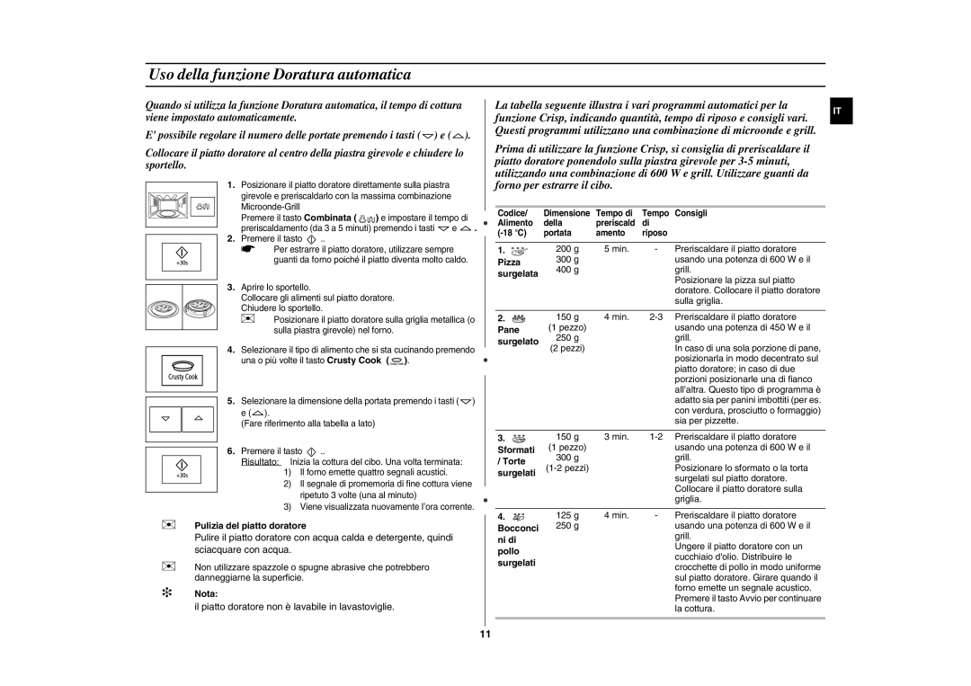 Samsung FG87KST/XET manual Uso della funzione Doratura automatica 