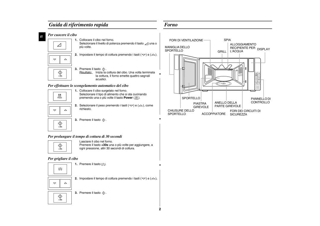 Samsung FG87KUST/XET manual Guida di riferimento rapida, Forno 