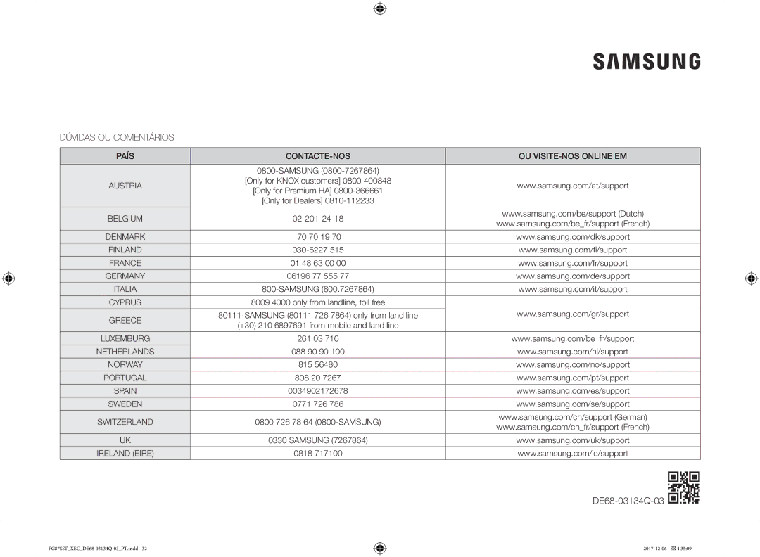 Samsung FG87SST/XEC manual Dúvidas OU Comentários 