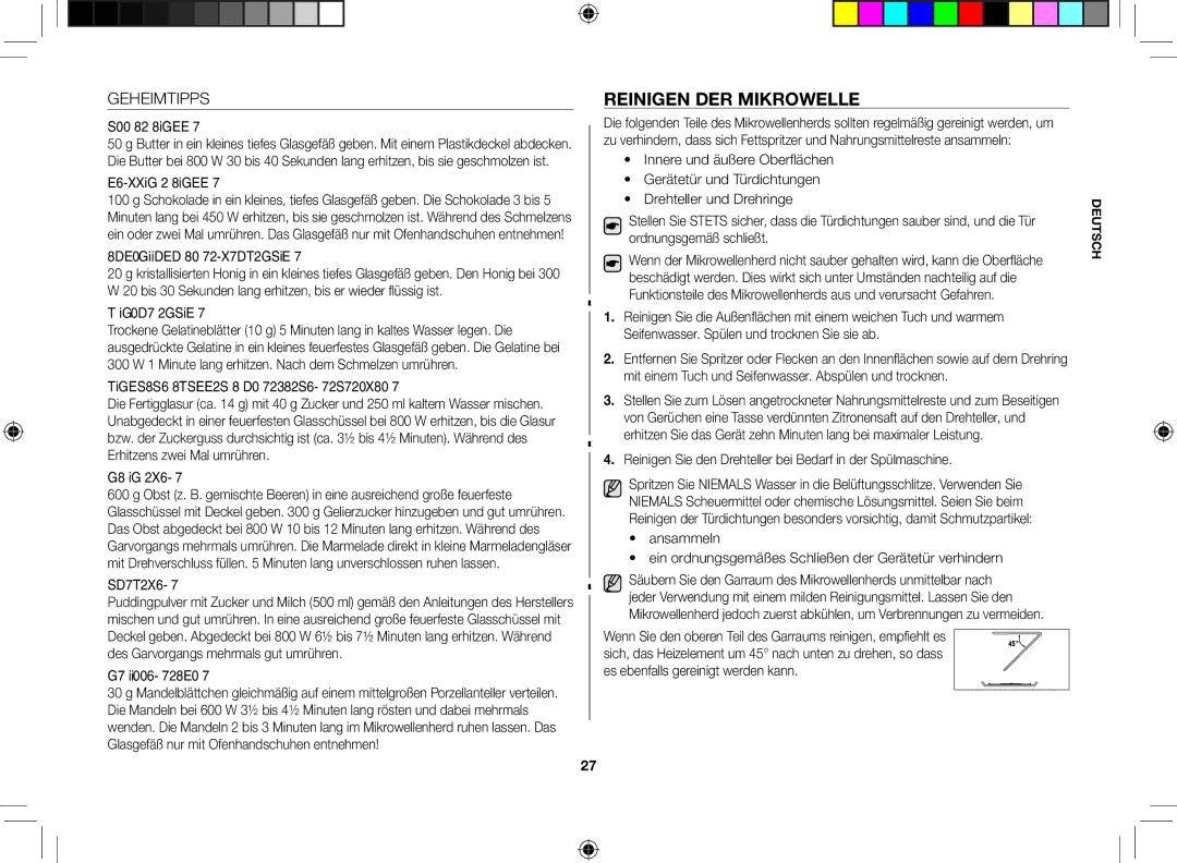 Samsung FG87SST/XEG manual Reinigen der Mikrowelle, Geheimtipps, Reinigen Sie den Drehteller bei Bedarf in der Spülmaschine 