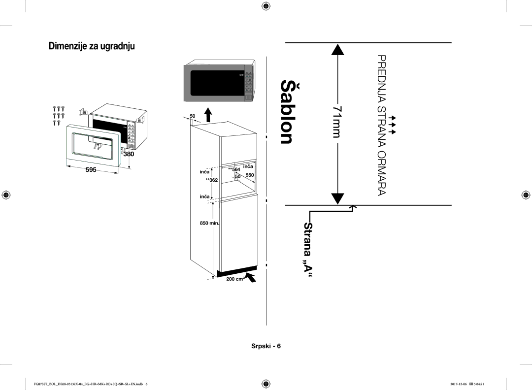 Samsung FG87SUB/BOL, FG87SST/XEH, FG87SUB/XEO, FG87SST/BOL manual Šablon 