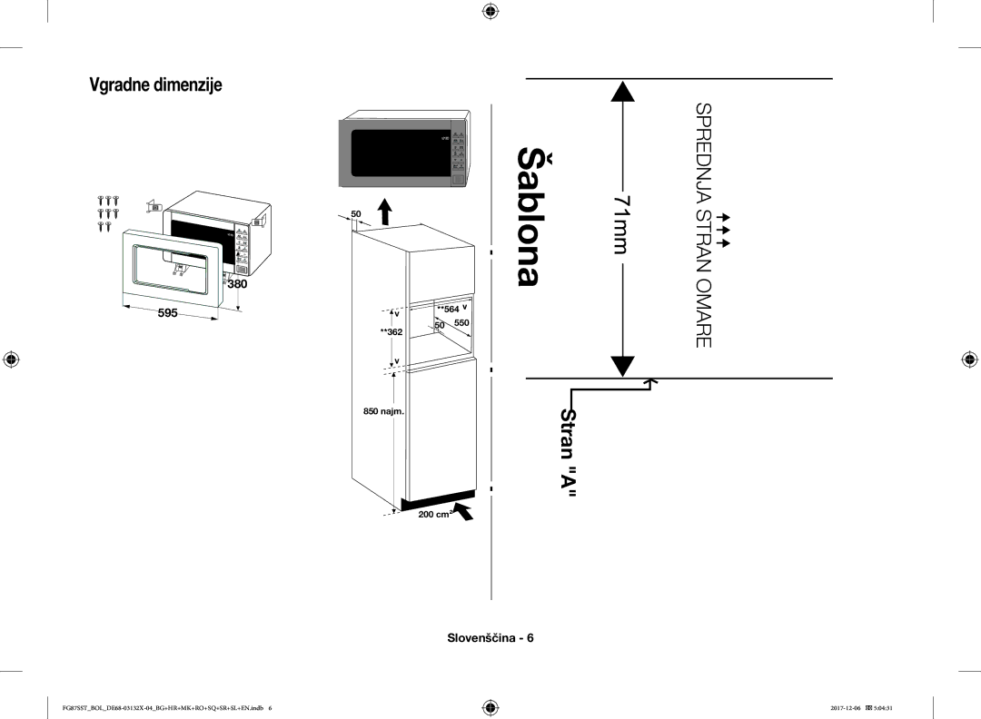 Samsung FG87SUB/BOL, FG87SST/XEH, FG87SUB/XEO, FG87SST/BOL manual Sprednja Stran Omare 