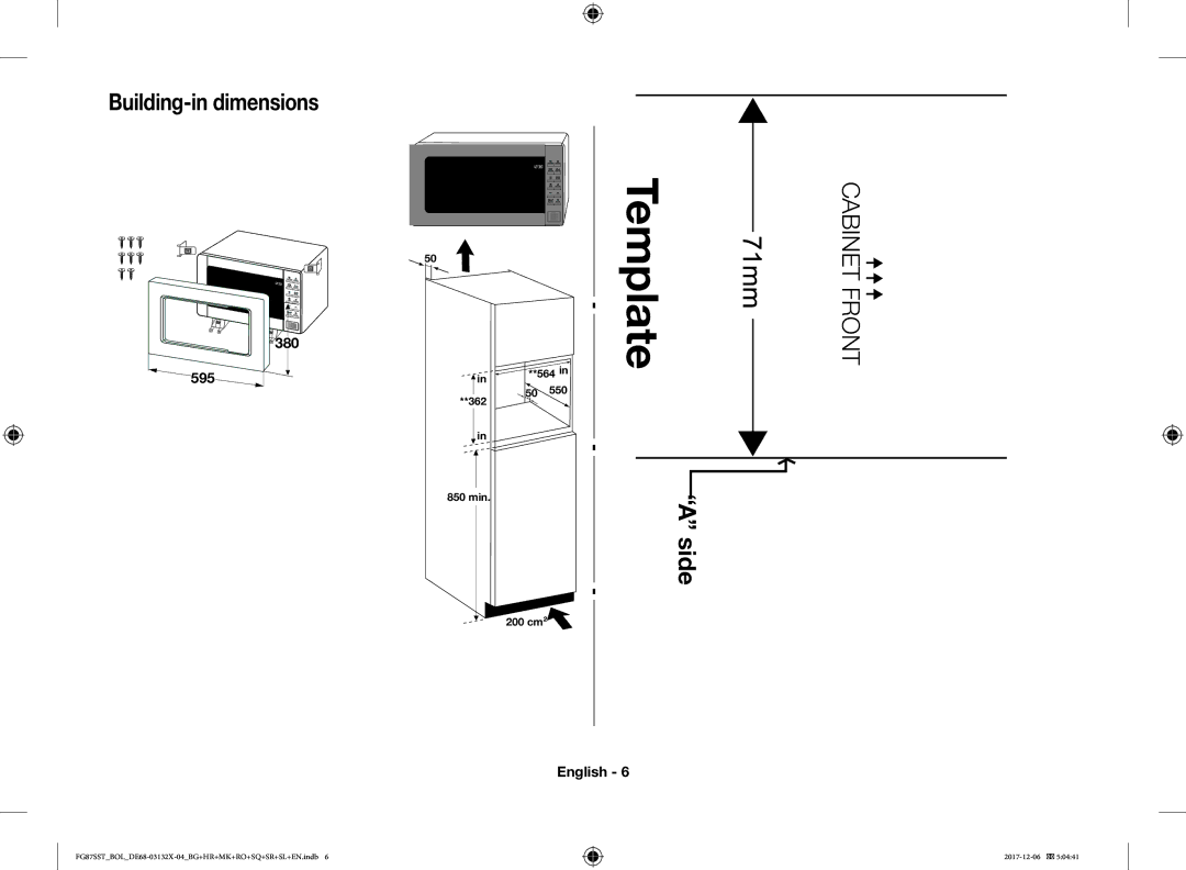 Samsung FG87SUB/BOL, FG87SST/XEH, FG87SUB/XEO, FG87SST/BOL manual Cabinet Front 