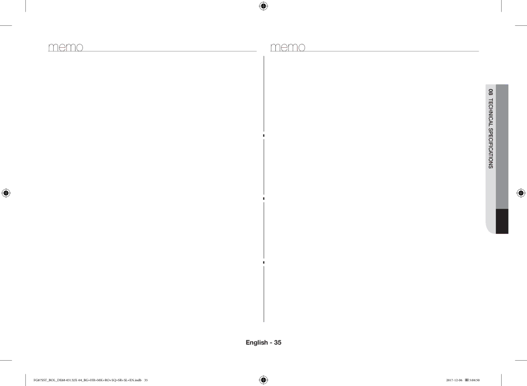 Samsung FG87SST/BOL, FG87SST/XEH, FG87SUB/XEO, FG87SUB/BOL manual 08specificationstechnical 