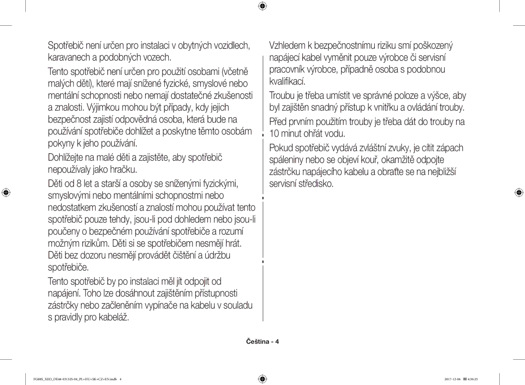 Samsung FG87SUST/XEO, FG87SST/XEH, FG87SUB/XEO, FG87SUB/BOL, FG87SUST/ELE manual Čeština 