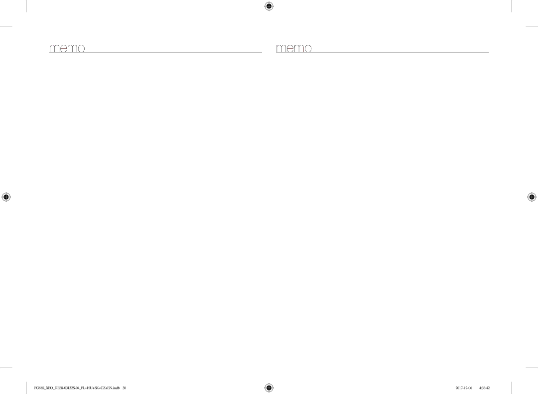 Samsung FG87SUB/BOL, FG87SUST/XEO, FG87SST/XEH, FG87SUB/XEO, FG87SUST/ELE manual Memo 