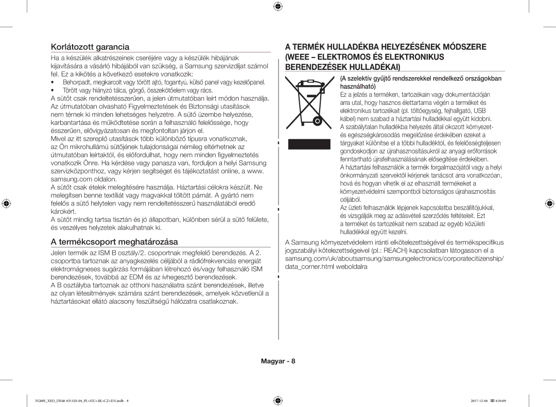 Samsung FG87SUST/XEO, FG87SST/XEH, FG87SUB/XEO, FG87SUB/BOL, FG87SUST/ELE Korlátozott garancia, Termékcsoport meghatározása 