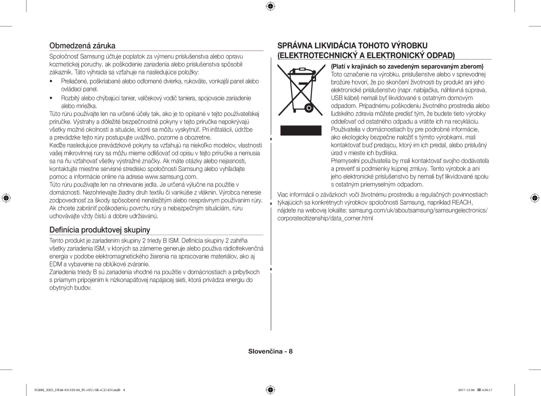 Samsung FG87SUB/XEO, FG87SUST/XEO, FG87SST/XEH, FG87SUB/BOL, FG87SUST/ELE Obmedzená záruka, Definícia produktovej skupiny 