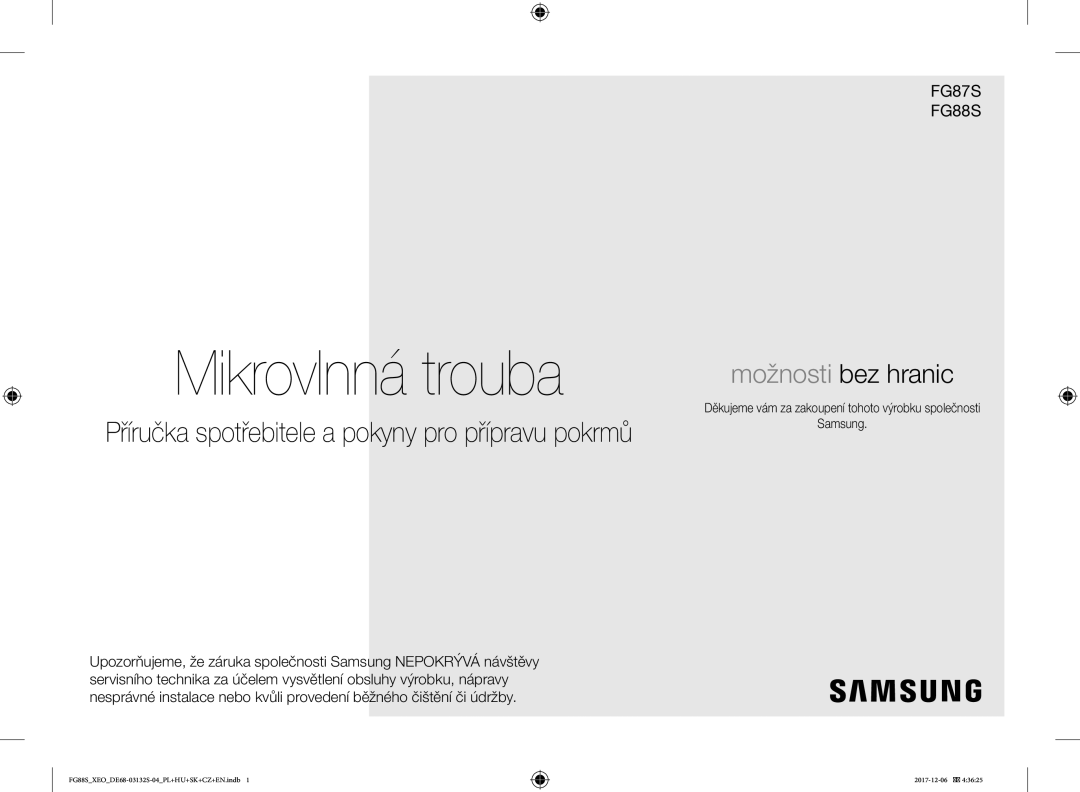 Samsung FG87SUB/XEO, FG87SUST/XEO, FG87SST/XEH, FG87SUB/BOL, FG87SUST/ELE manual Mikrovlnná trouba 