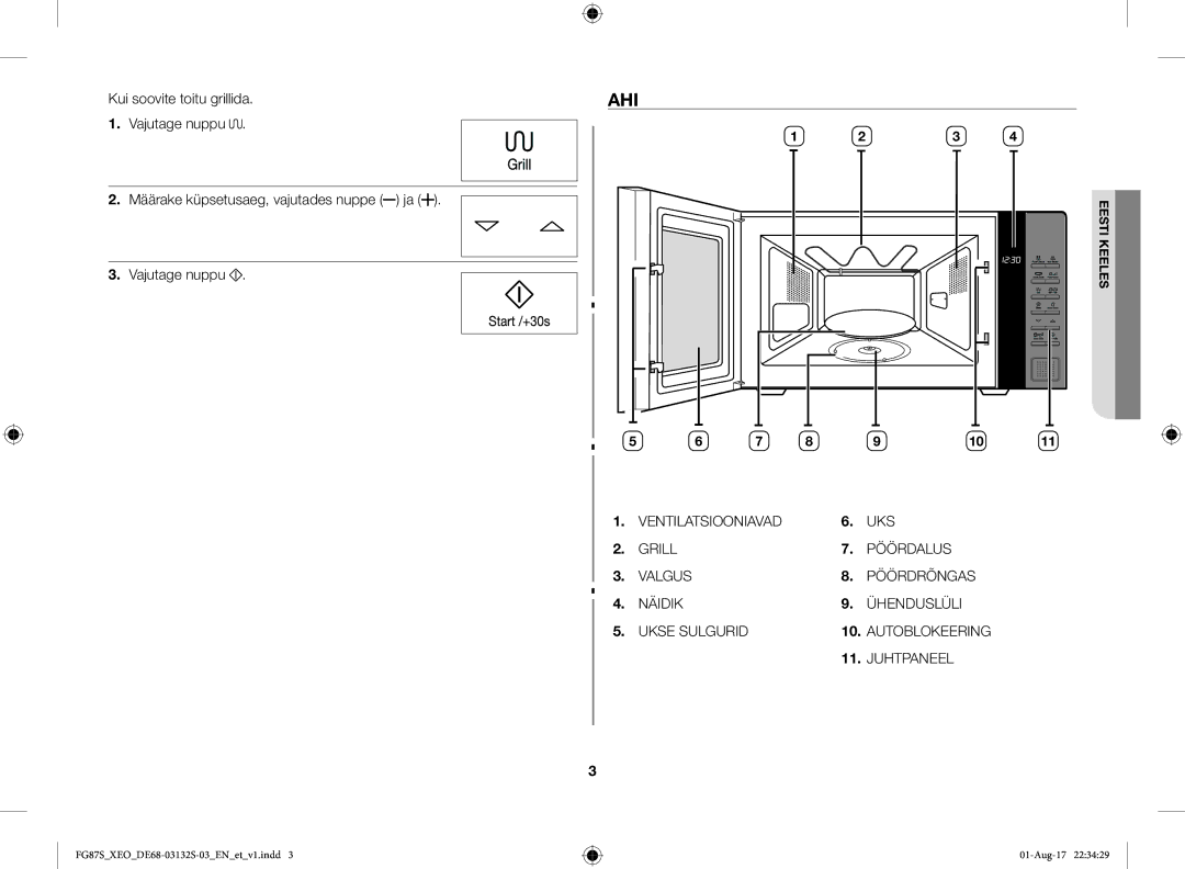 Samsung FG87SUB/XEO, FG87SUST/XEO manual Ahi 