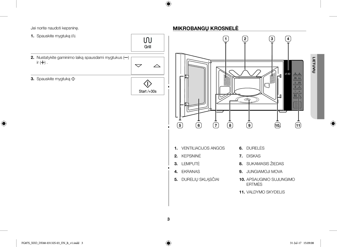 Samsung FG87SUB/XEO, FG87SUST/XEO manual Mikrobangų Krosnelė 