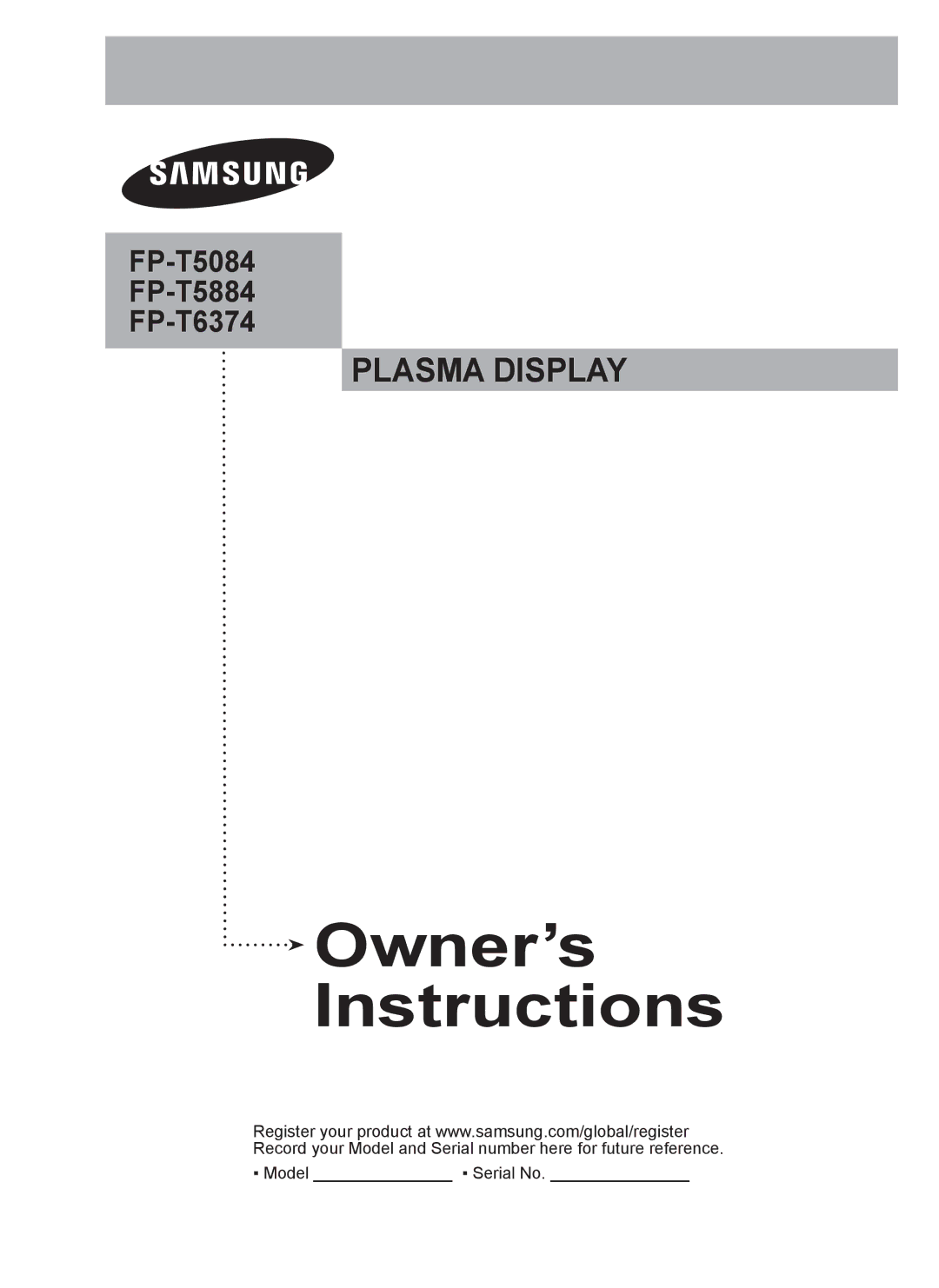 Samsung FP-T6374 manual Owner’s Instructions 