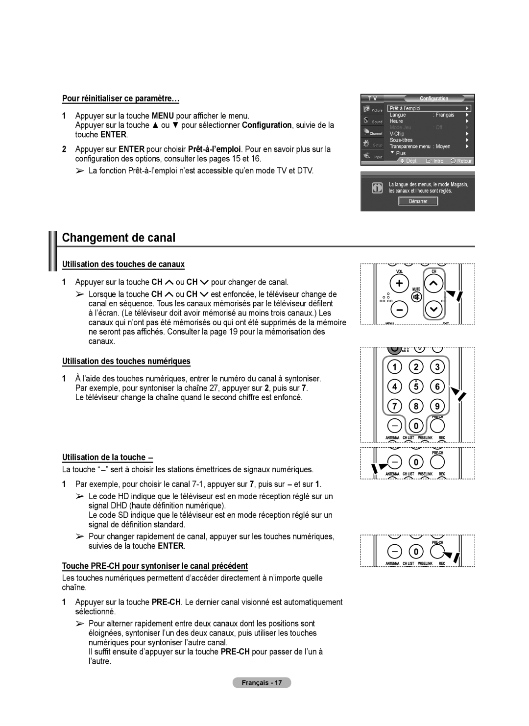 Samsung FP-T6374 manual Changement de canal 