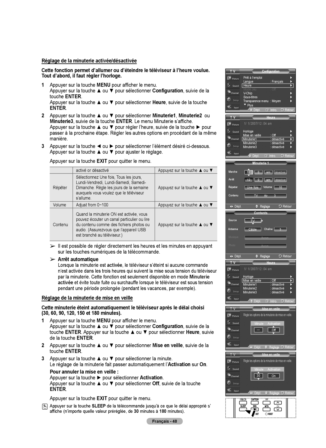 Samsung FP-T6374 manual Arrêt automatique, Pour annuler la mise en veille 