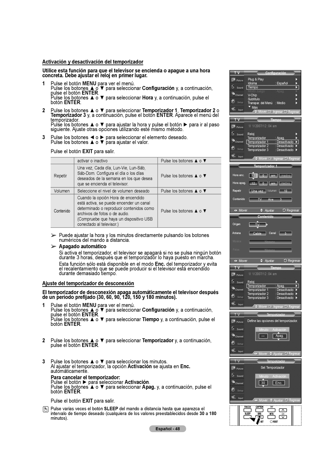 Samsung FP-T6374 manual Apagado automático, Para cancelar el temporizador 