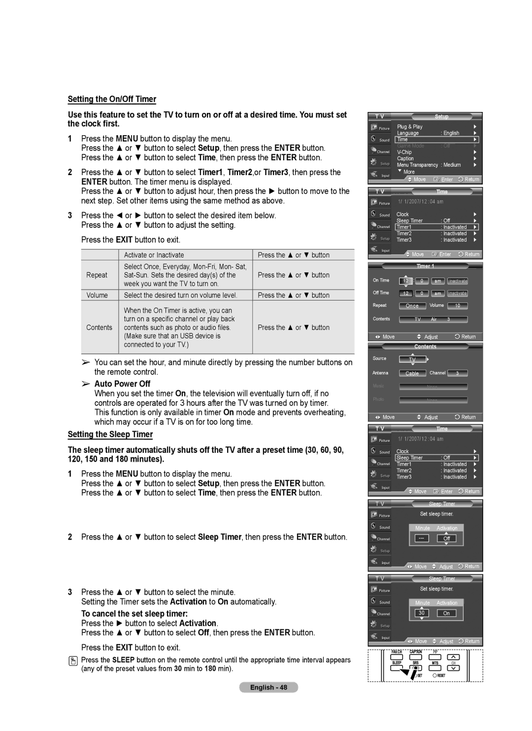 Samsung FP-T6374 manual Auto Power Off, To cancel the set sleep timer 