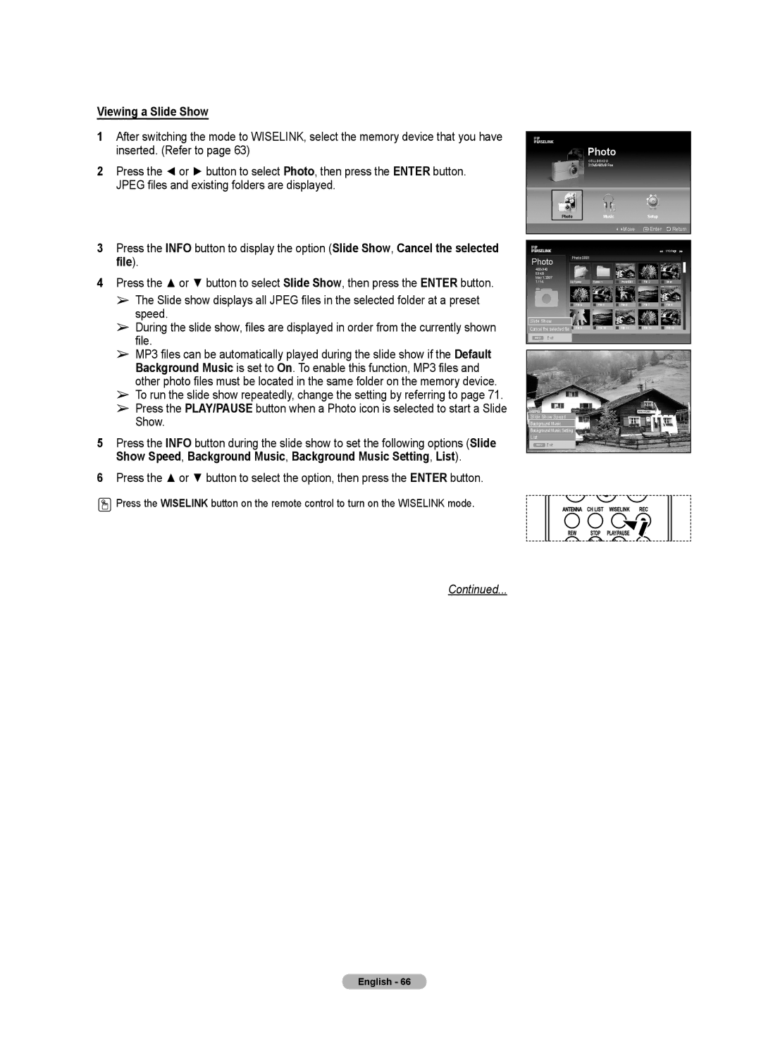 Samsung FP-T6374 manual Viewing a Slide Show 