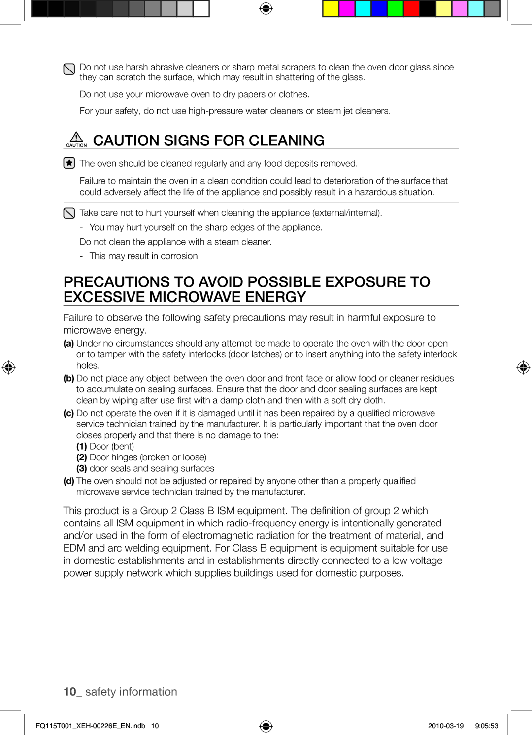 Samsung FQ115T001/XEH, FQ115T001/XEO manual Safety information 