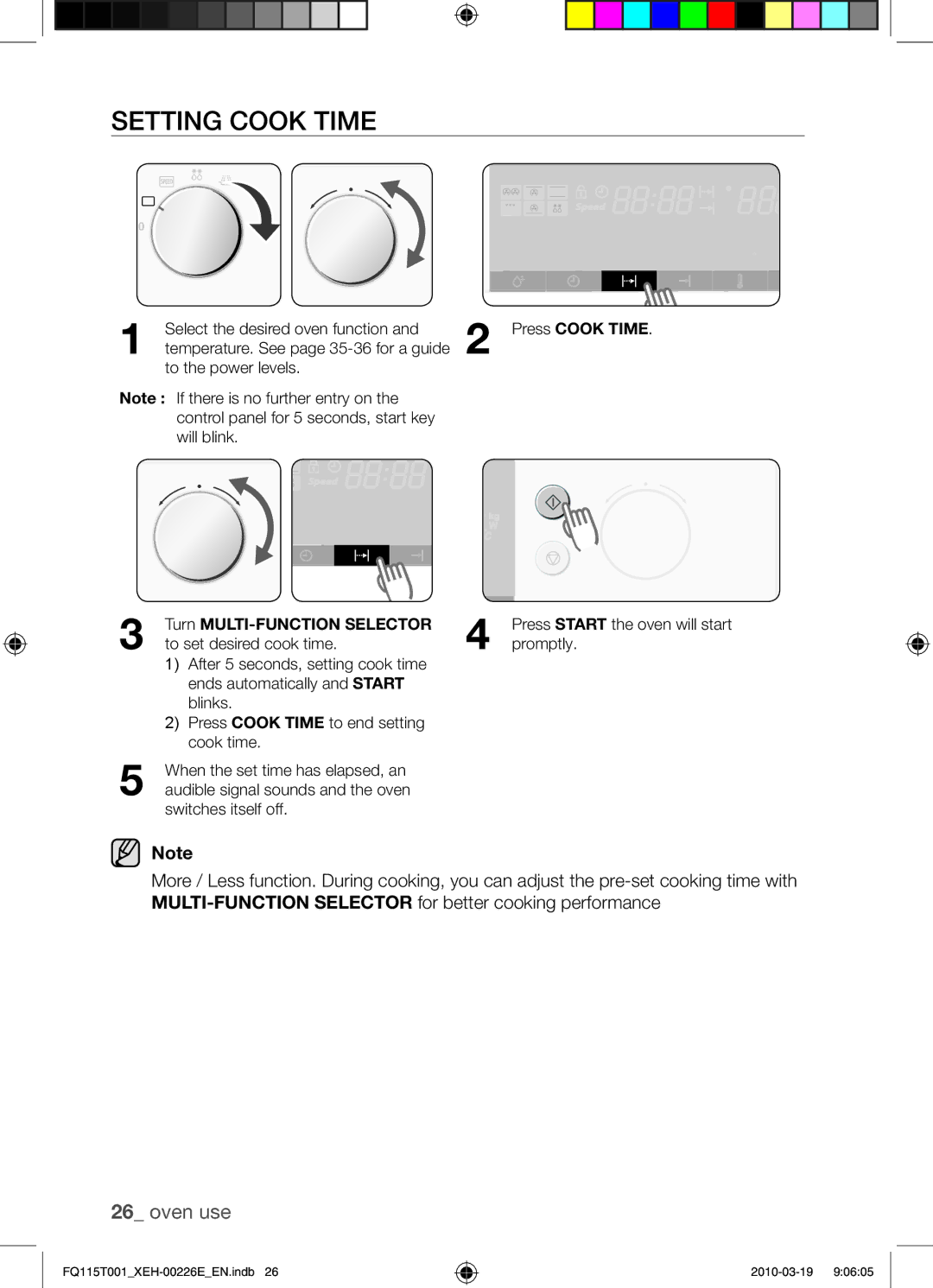 Samsung FQ115T001/XEH, FQ115T001/XEO manual Setting cook time, Turn MULTI-FUNCTION Selector 