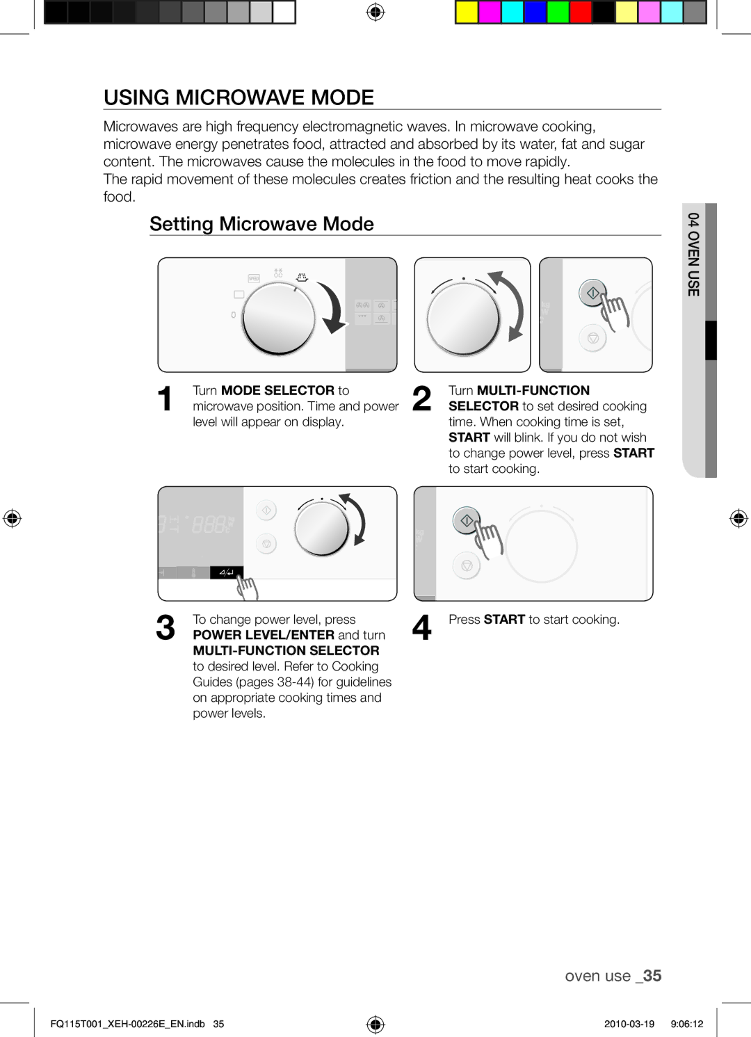 Samsung FQ115T001/XEO manual Using microwave mode, Setting Microwave Mode, Turn Mode Selector to Turn MULTI-FUNCTION 