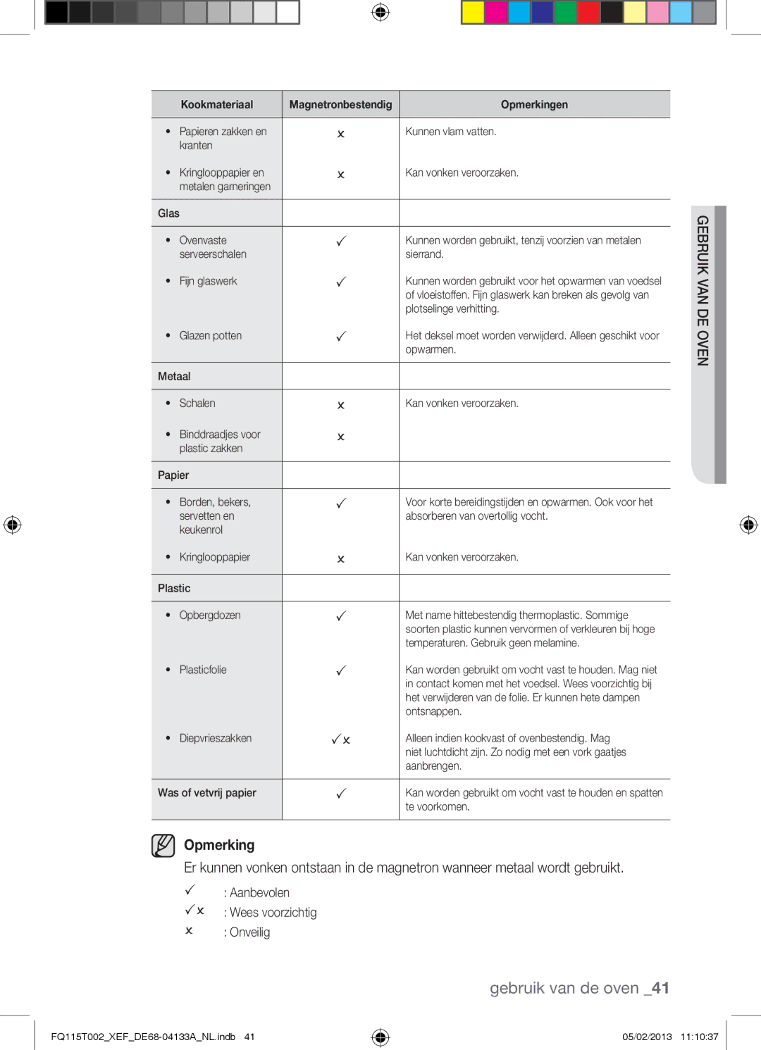 Samsung FQ115T002/XEF, FQ115T002/XEG, FQ115T002/BWT manual Glas Ovenvaste 