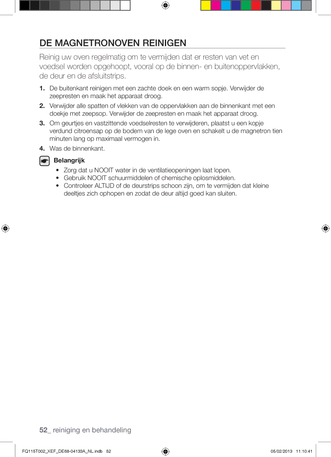 Samsung FQ115T002/BWT, FQ115T002/XEG, FQ115T002/XEF manual DE Magnetronoven Reinigen 