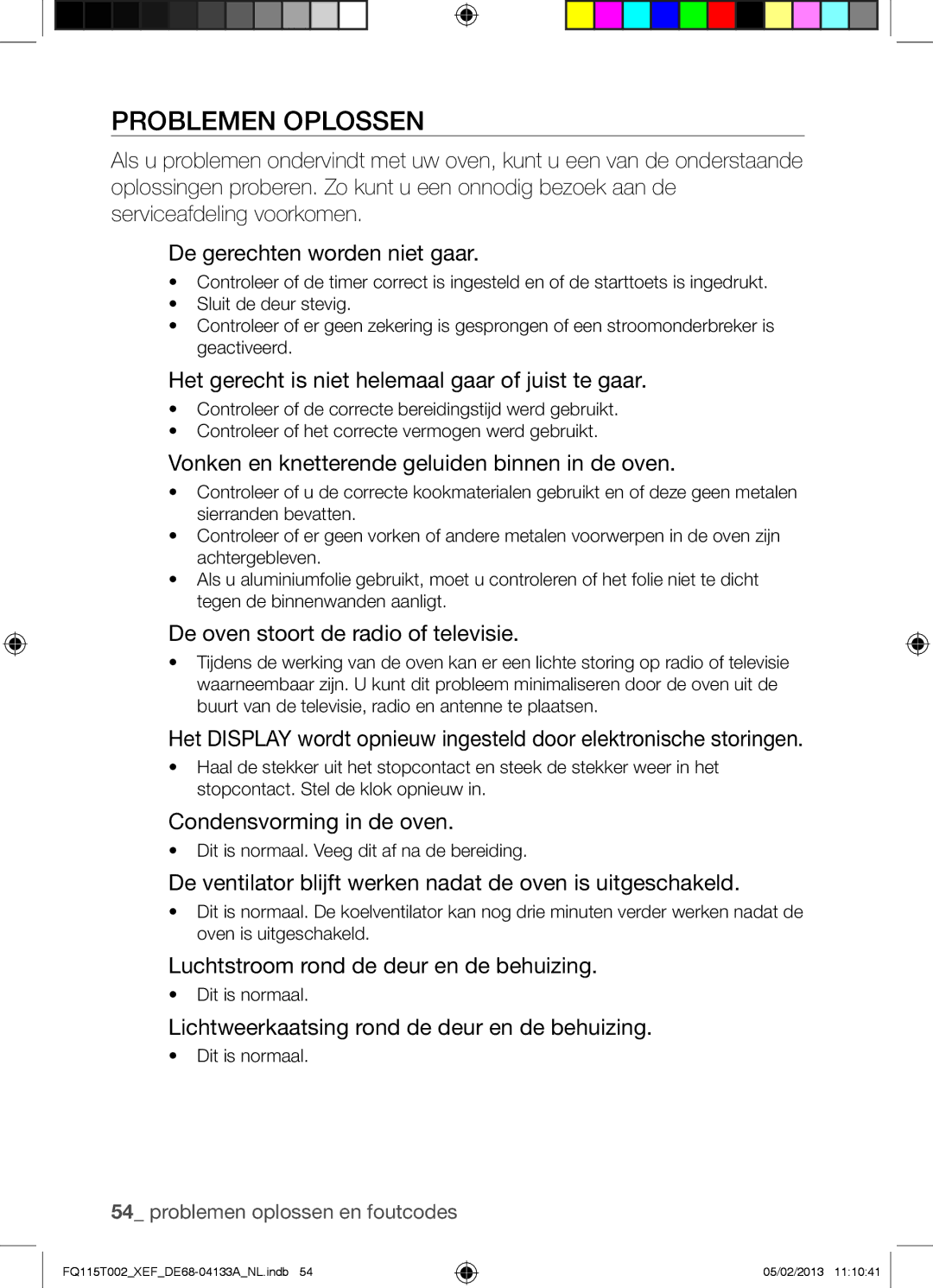 Samsung FQ115T002/XEG, FQ115T002/BWT, FQ115T002/XEF manual Problemen Oplossen 