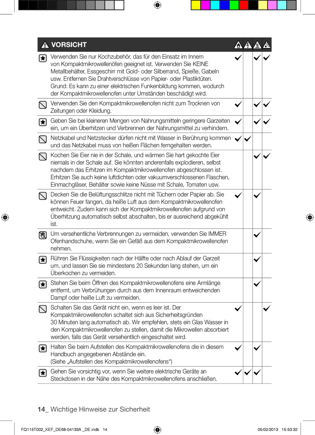 Samsung FQ115T002/XEF, FQ115T002/XEG, FQ115T002/BWT manual Vorsicht 