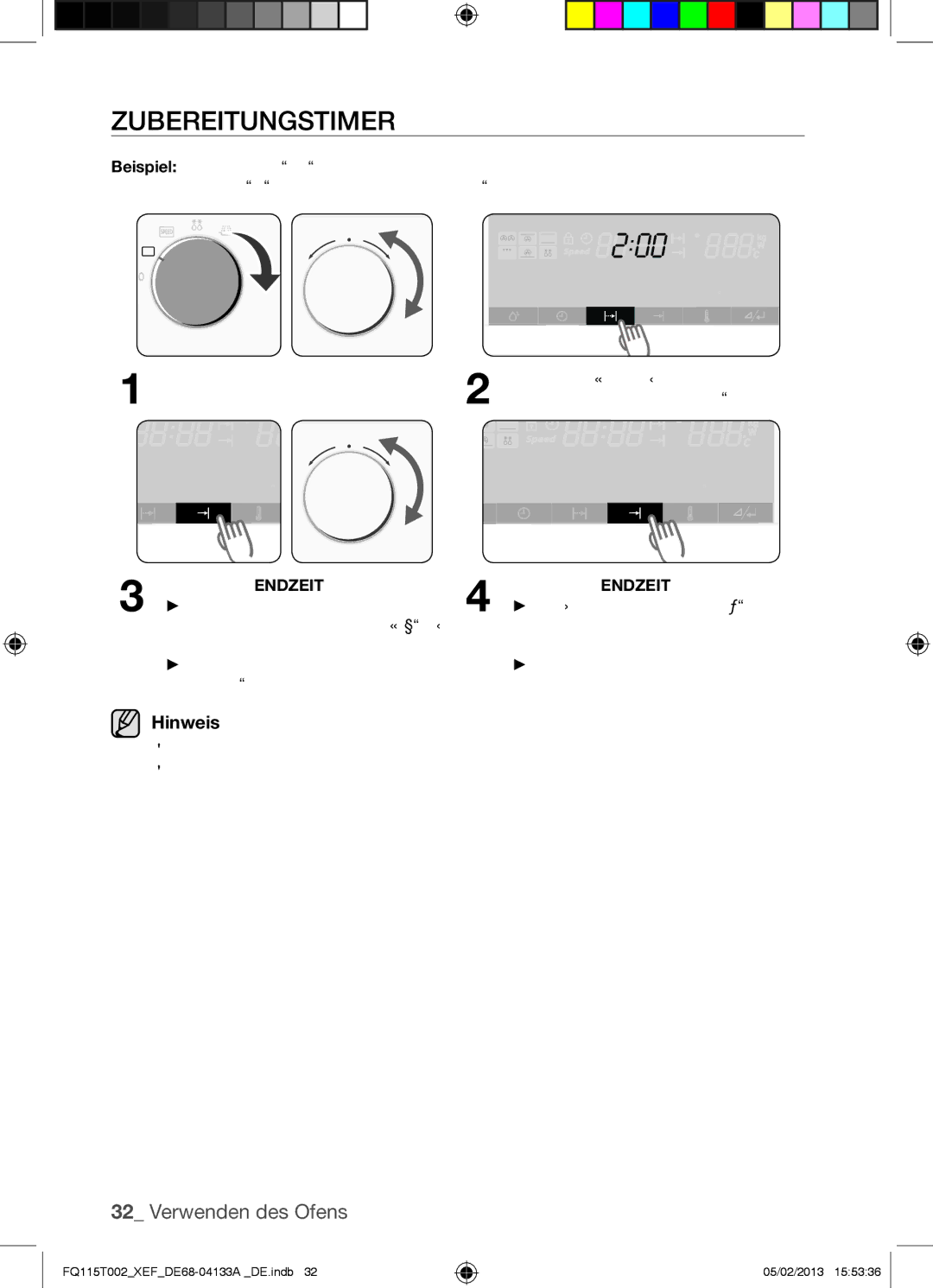 Samsung FQ115T002/XEF, FQ115T002/XEG, FQ115T002/BWT manual Zubereitungstimer 