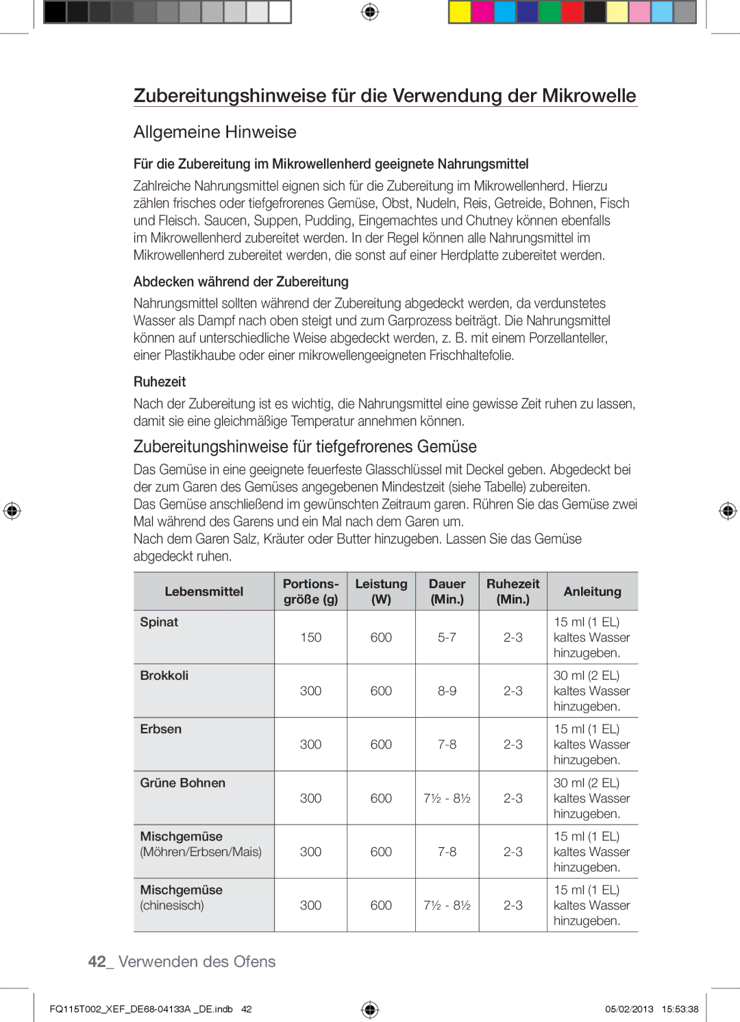 Samsung FQ115T002/XEG, FQ115T002/BWT manual Zubereitungshinweise für die Verwendung der Mikrowelle, Allgemeine Hinweise, Min 