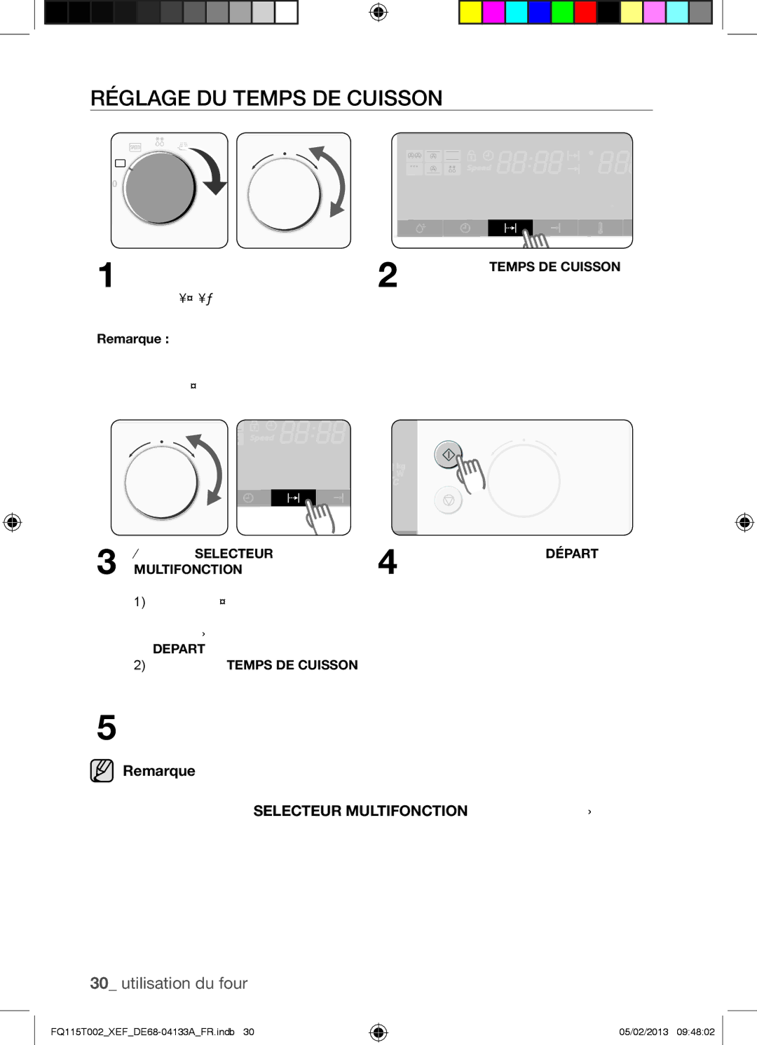 Samsung FQ115T002/XEG, FQ115T002/BWT manual Réglage DU Temps DE Cuisson, Tournez le Selecteur, Appuyez sur Temps DE Cuisson 